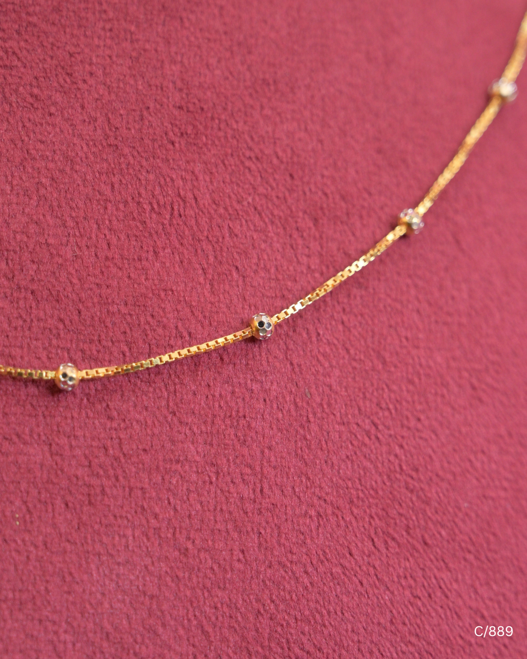 Delicate Station Chain Necklace with Micro Beads | SKU: C/889