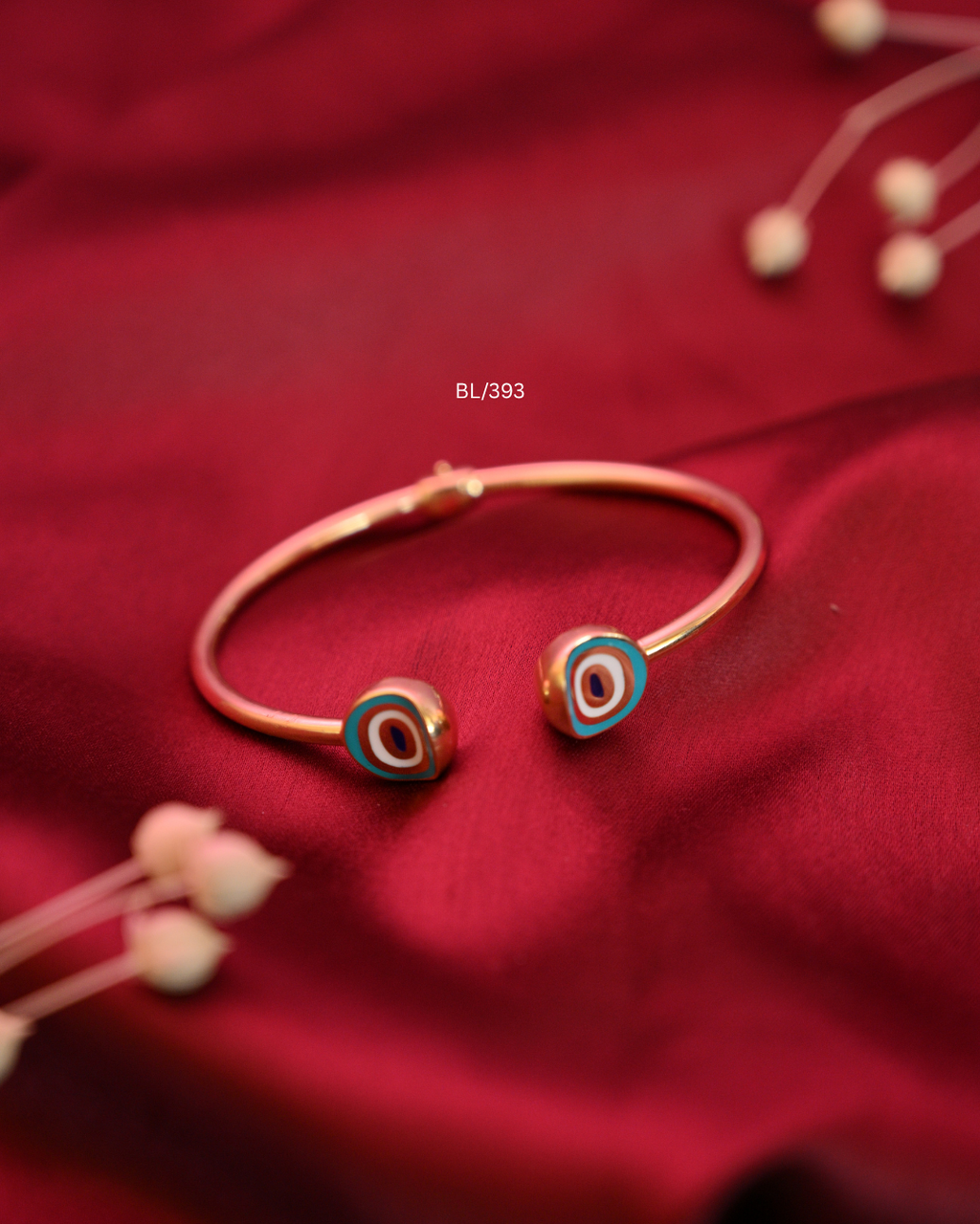 Modern Evil Eye Enamel Open Cuff Bangle| SKU: BL/393