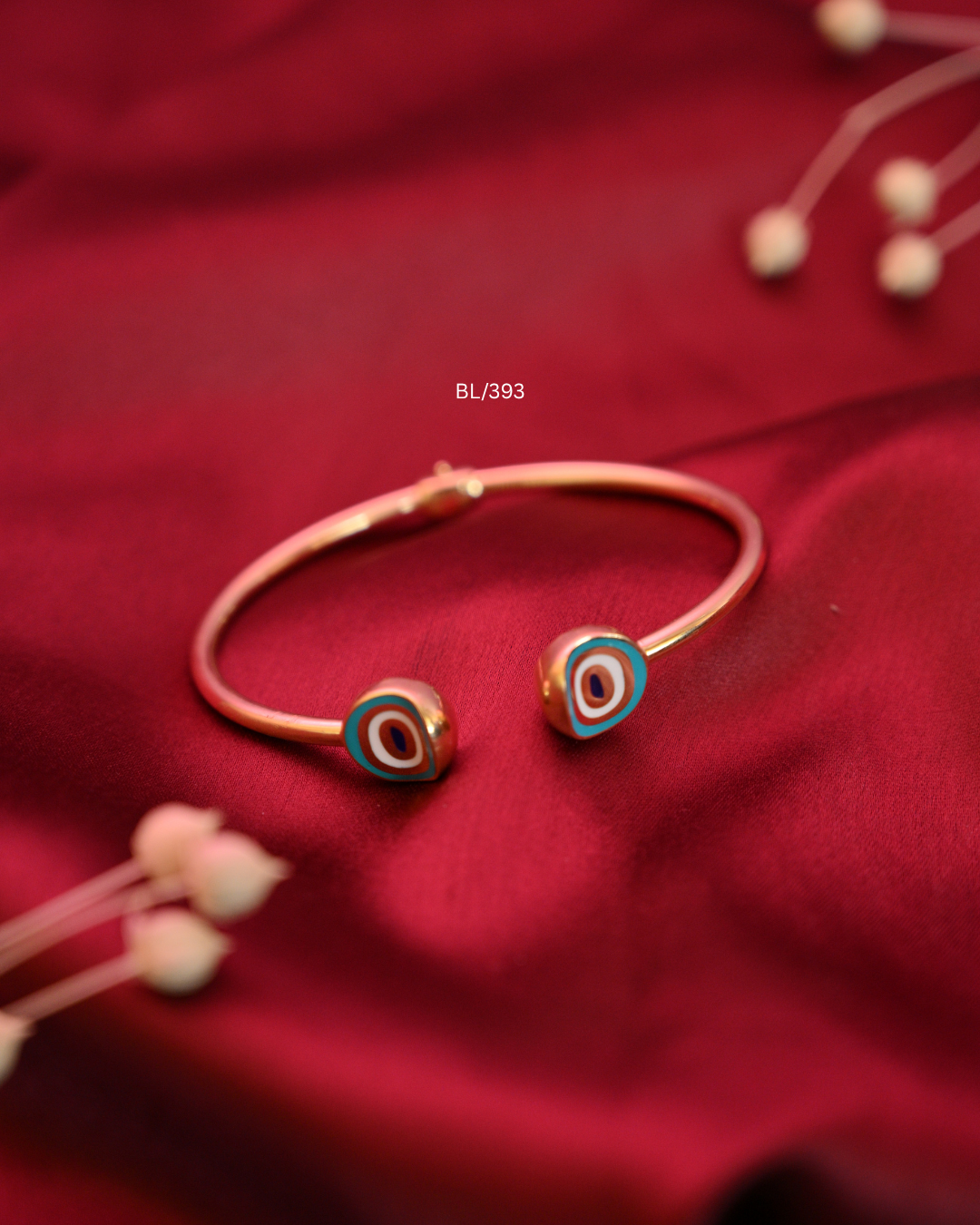 Modern Evil Eye Enamel Open Cuff Bangle| SKU: BL/393