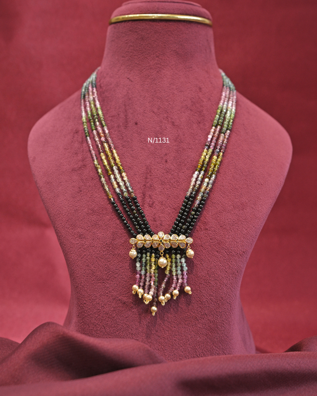Multi-Color Tourmaline Bead Layered Necklace| N/1131