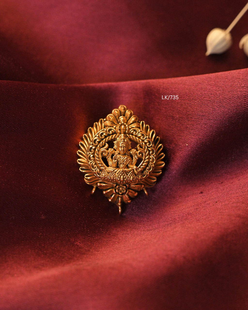 Gold Goddess Lakshmi Sunburst Halo Nakshi Temple Pendant |SKU: LK/735