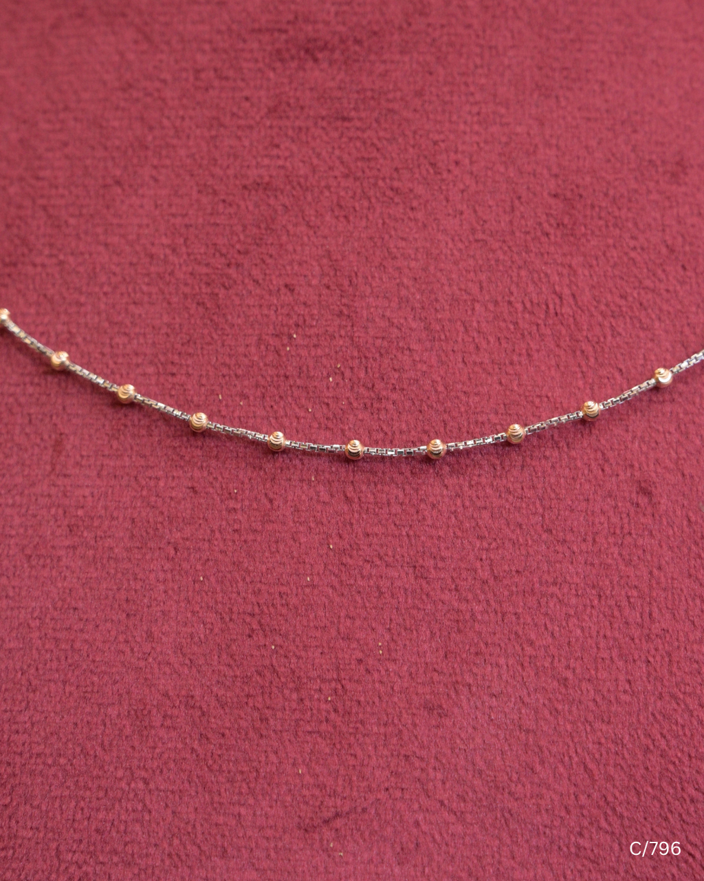 Textured Station Chain Necklace with Polished Gold Beads | SKU: C/796