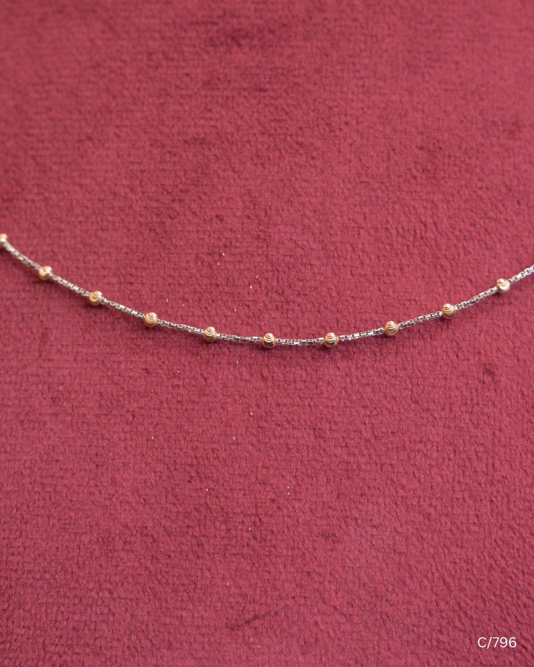 Textured Station Chain Necklace with Polished Gold Beads | SKU: C/796