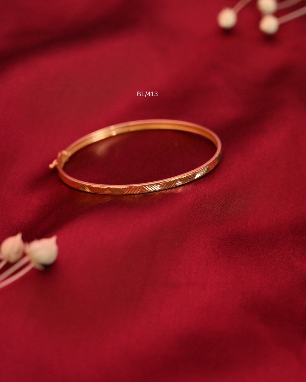 Geometric Laser-Engraved Slim Oval Bangle | SKU: BL/413