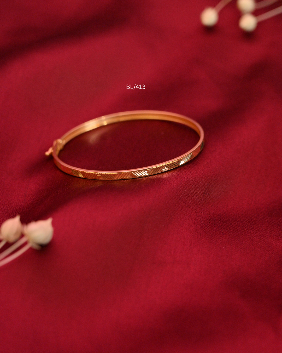 Geometric Laser-Engraved Slim Oval Bangle | SKU: BL/413
