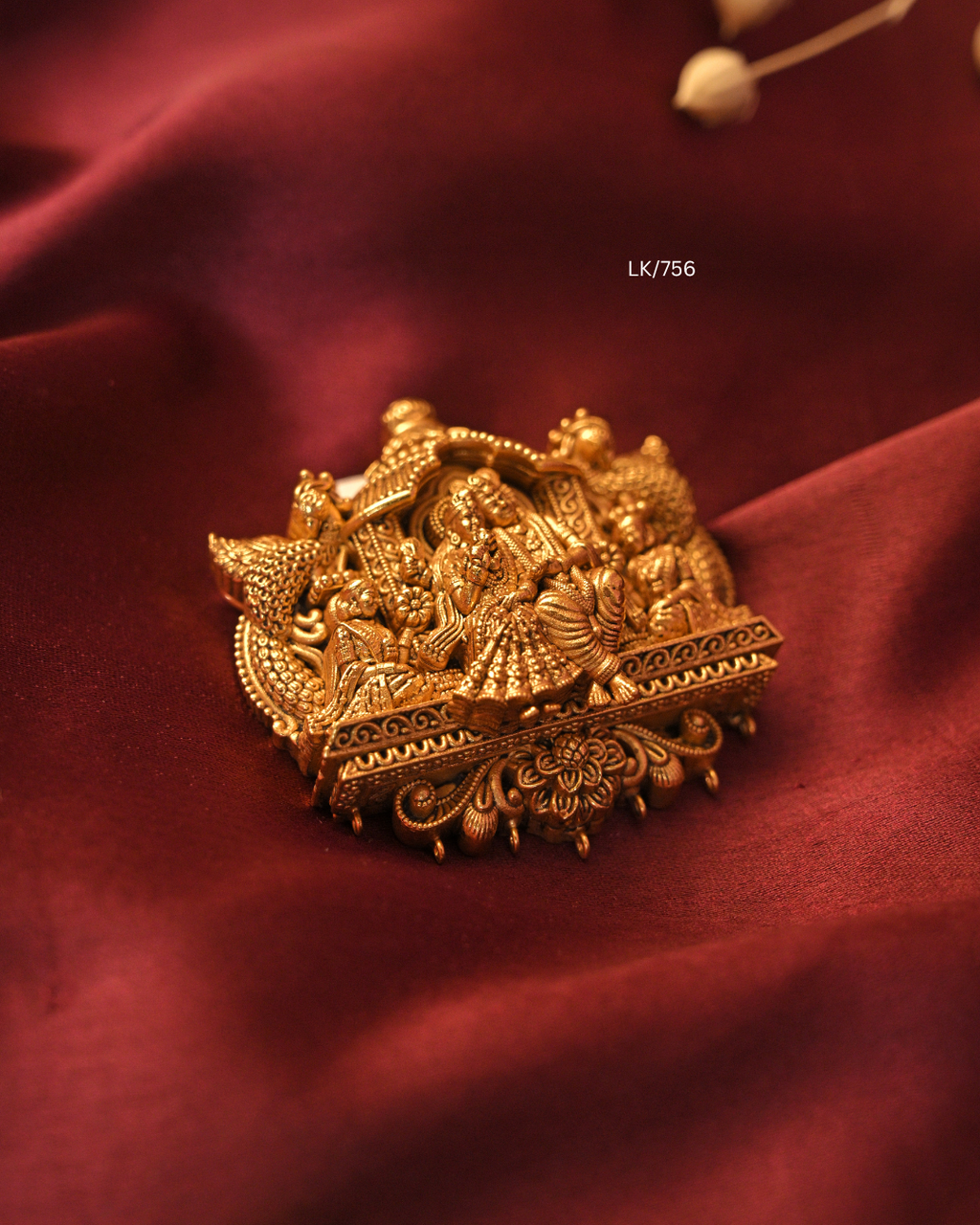 Antique Gold Divine Ram Parivar Nakshi Temple Pendant | SKU: LK/756