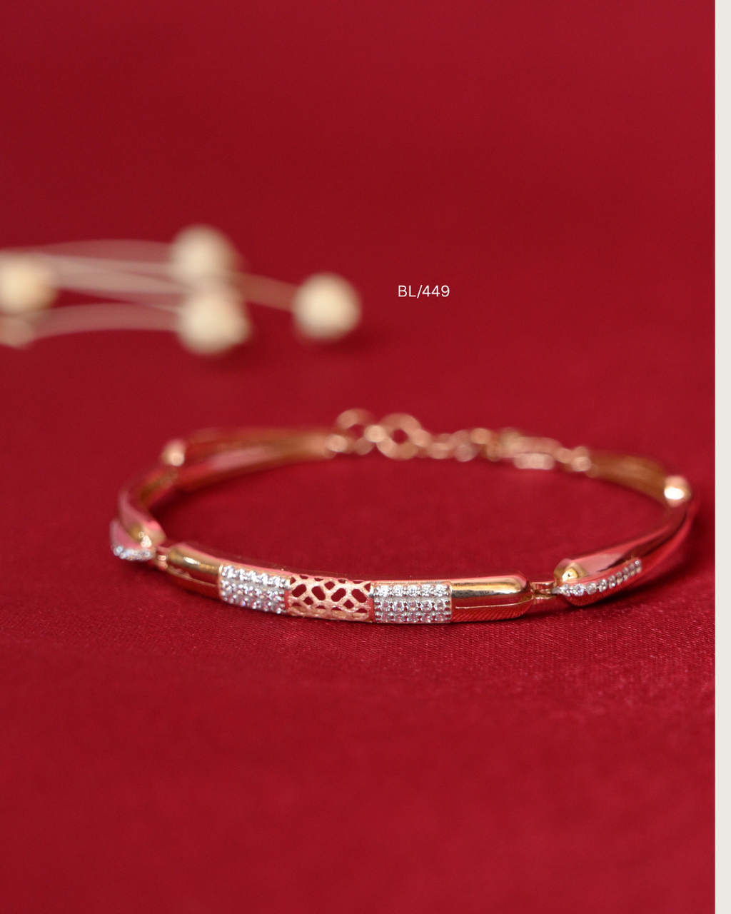 Gold Segmented Lattice & Pave CZ Station Bracelet | SKU: BL/449