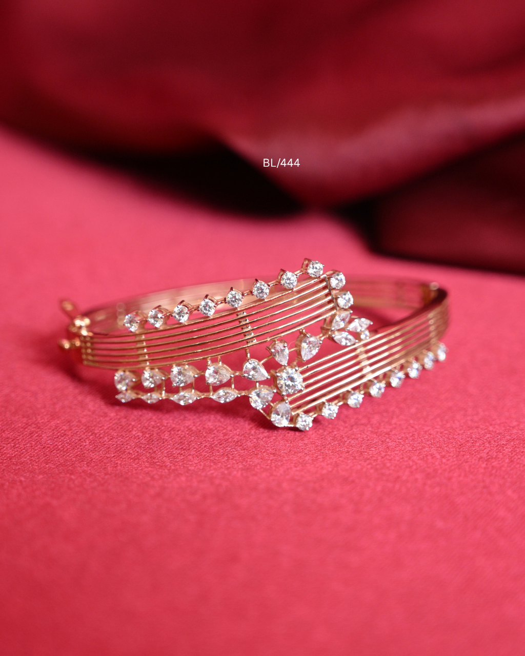 Multi-Strand Wave Statement Bangle with Pear & Marquise CZ Cluster | SKU: BL/444