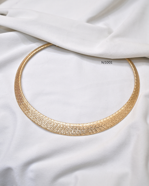 18kt Gold Italian Textured Contour Collar Necklace | 6.58g Net | SKU: N/1001