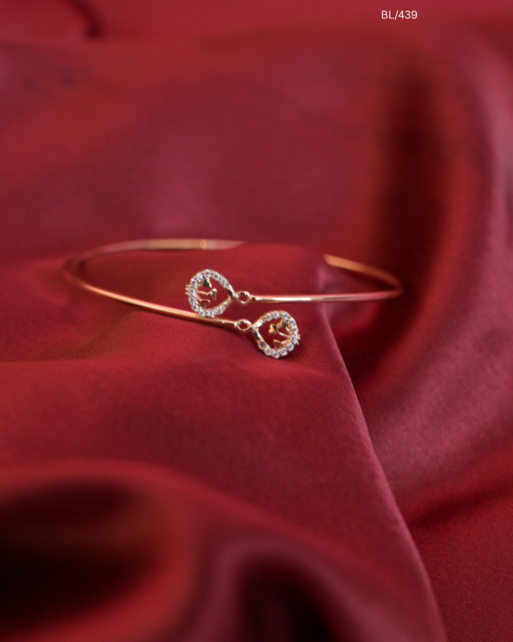 Dual Teardrop Butterfly & Round CZ Bypass Cuff Bracelet | SKU: BL/439