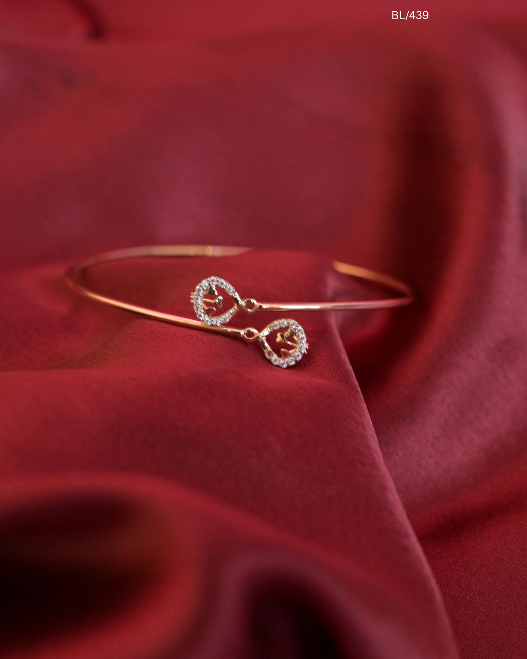 Dual Teardrop Butterfly & Round CZ Bypass Cuff Bracelet | SKU: BL/439