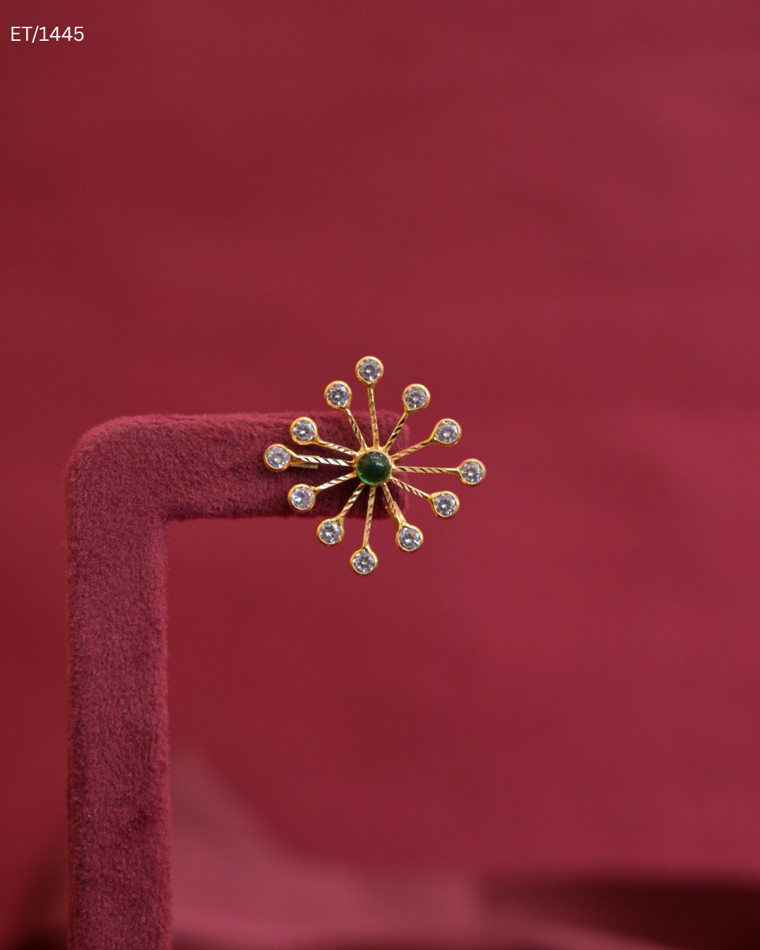 Starburst Green Emerald & CZ Cluster Stud Earrings | SKU: ET/1445