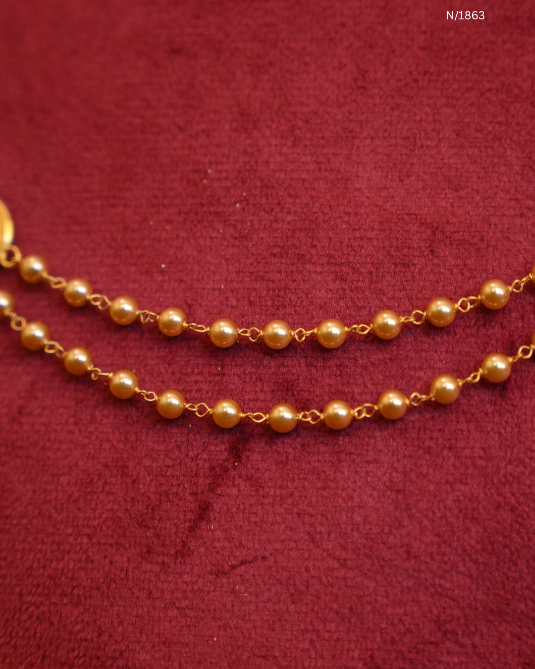 Traditional Lakshmi Kasu Double-Layered Ball Chain Necklace | SKU: N/1863