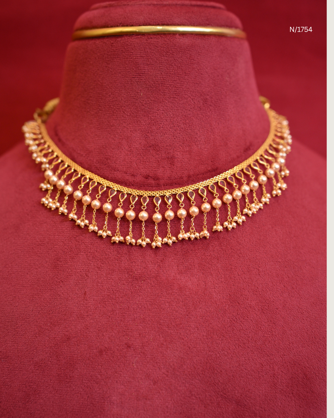 Traditional Double-Tiered Pearl & Micro-Seed Pearl Cluster Fringe Choker Necklace | SKU: N/1754