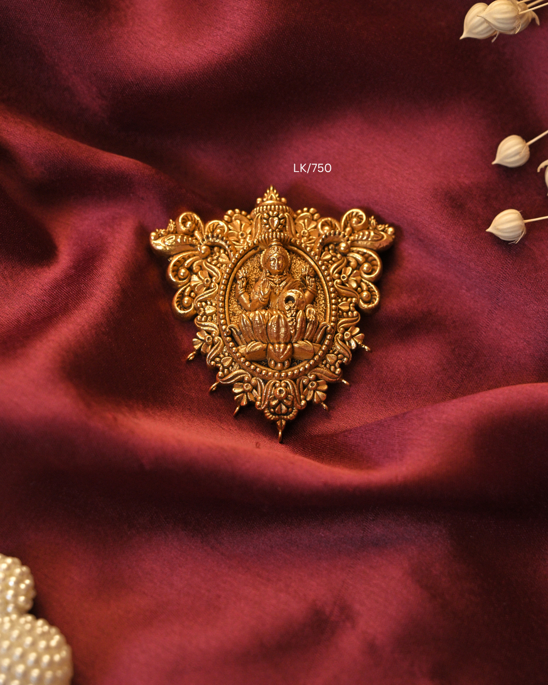 Antique Gold Goddess Lakshmi Nakshi Temple Pendant |SKU: LK/750