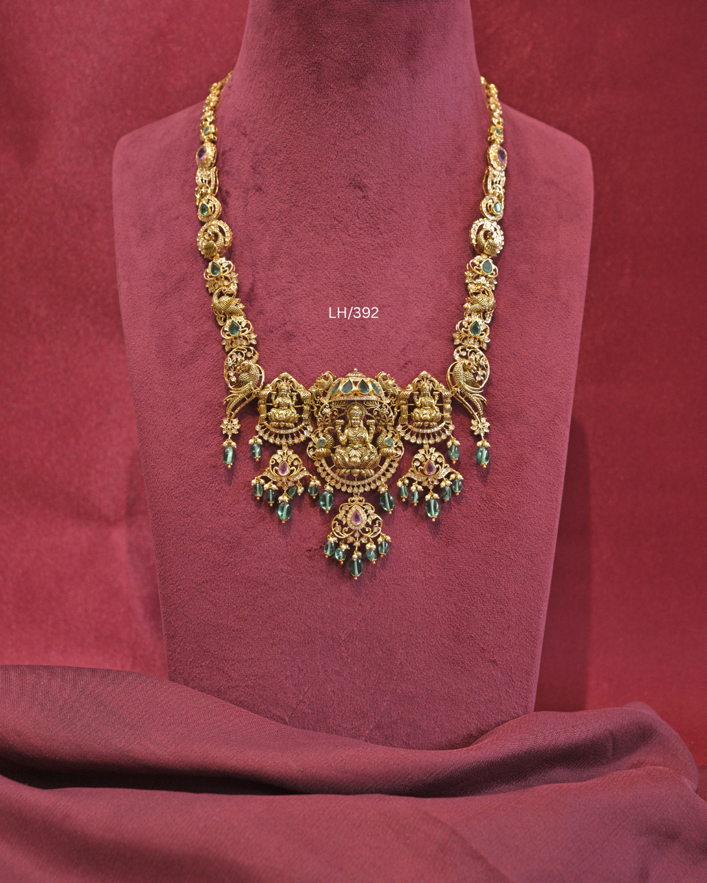Antique Triple Lakshmi & Peacock Nakshi Temple Haram | SKU: LH/392