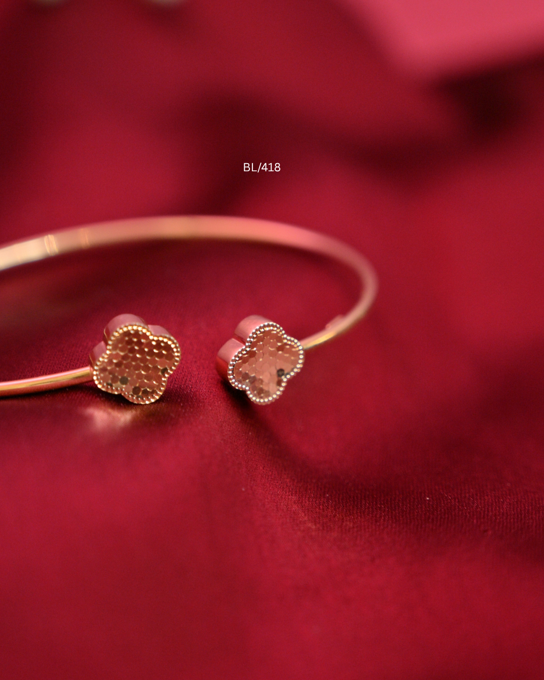 Four-Leaf Clover Open Cuff Bangle | SKU: BL/418