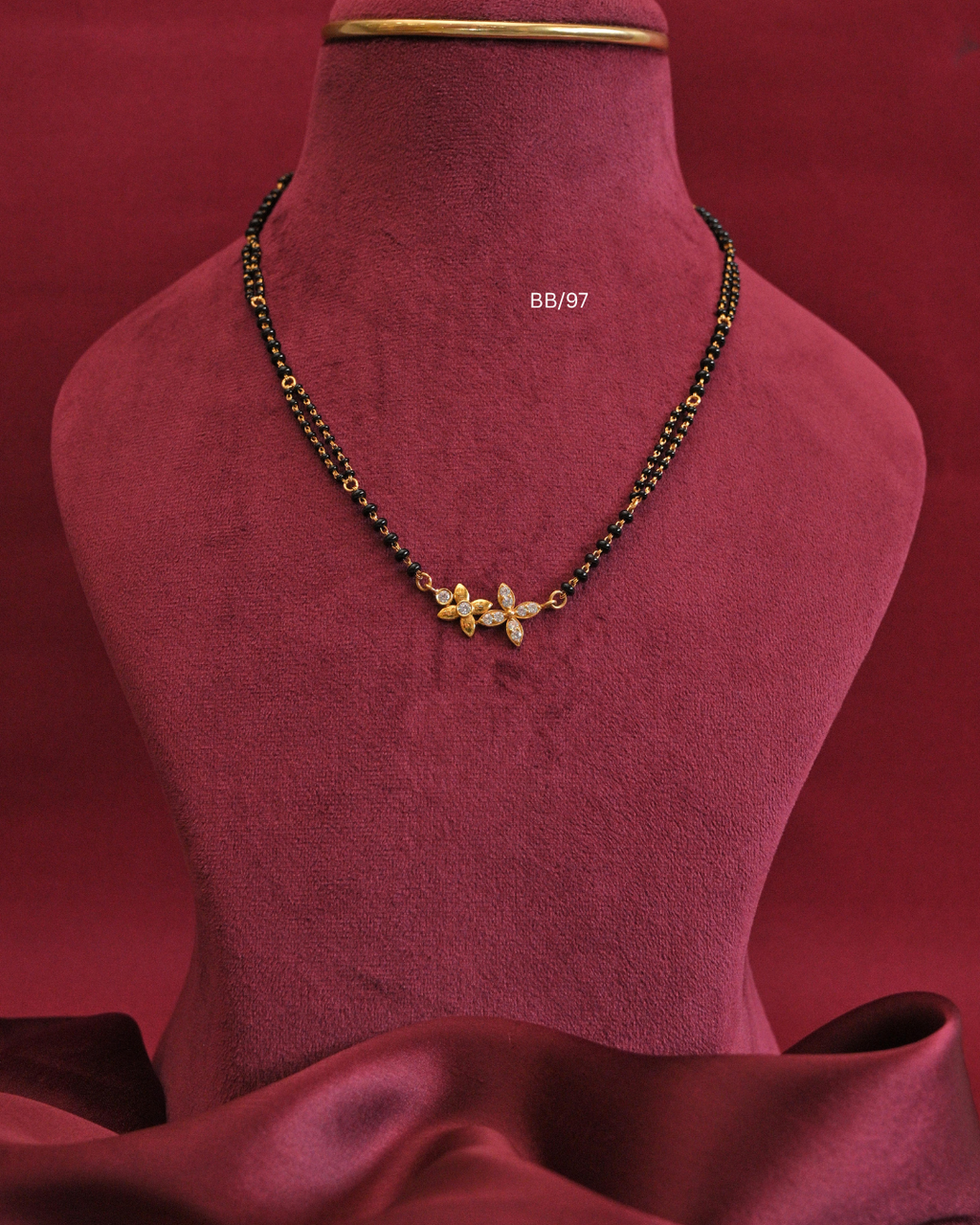 Asymmetric Twin CZ Floral Bloom Mangalsutra  | SKU: BB/97