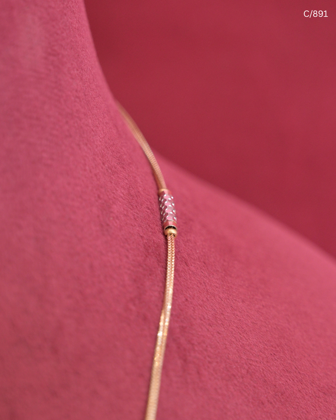 Two Tone Snake Chain Necklace with Cylindrical Stations | SKU: C/891