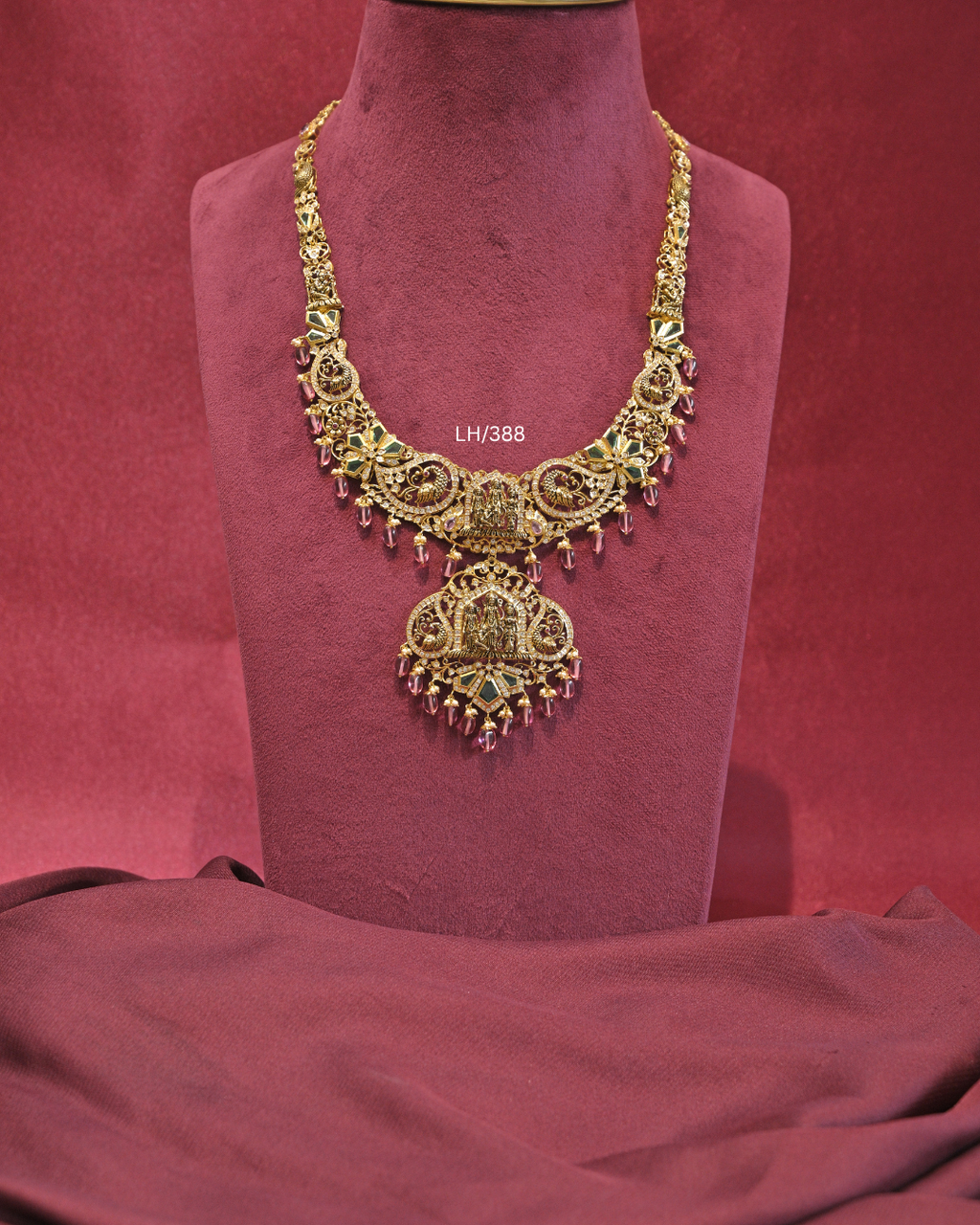 Antique Goddess Lakshmi & Peacock Nakshi Temple Haram | SKU: LH/388