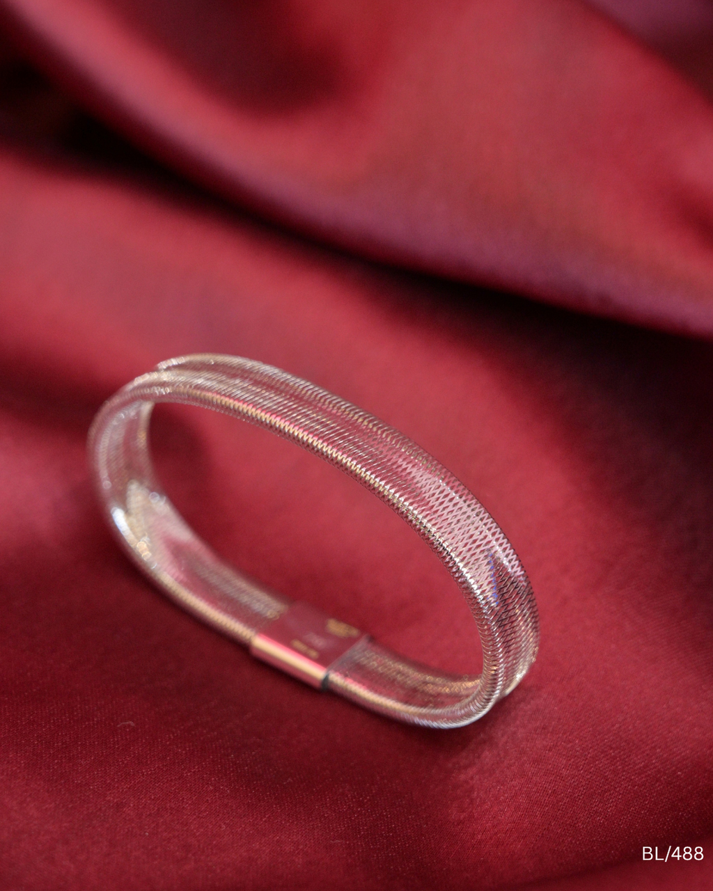 White Gold Flexible Mesh Link Bracelet | SKU: BL/488