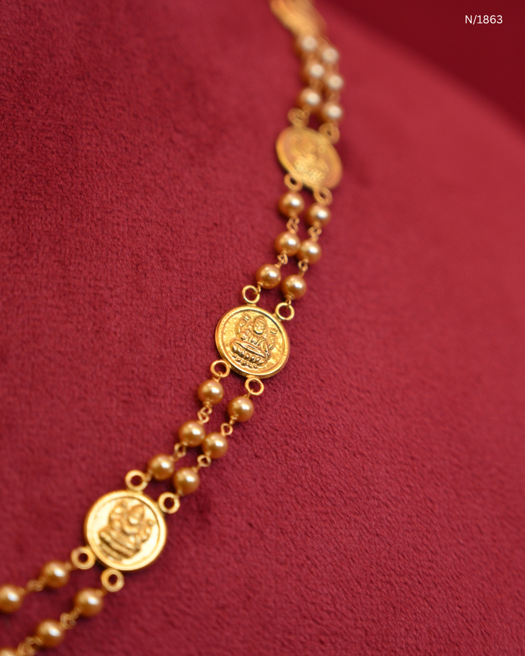 Traditional Lakshmi Kasu Double-Layered Ball Chain Necklace | SKU: N/1863