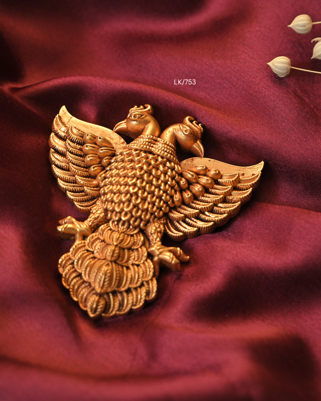 Antique Gold Royal Gandaberunda Temple Pendant | SKU: LK/753