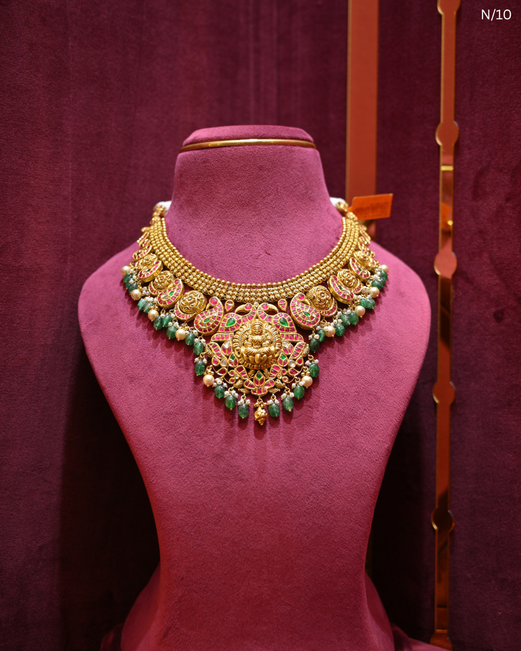 Temple Lakshmi Nakshi, Ruby & Emerald Bridal Necklace | SKU: N/10