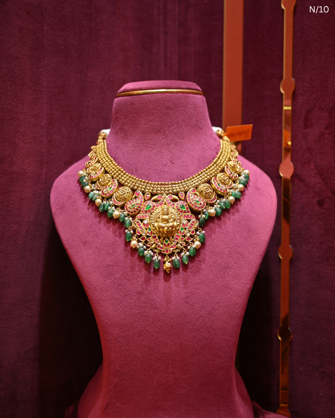 Temple Lakshmi Nakshi, Ruby & Emerald Bridal Necklace | SKU: N/10