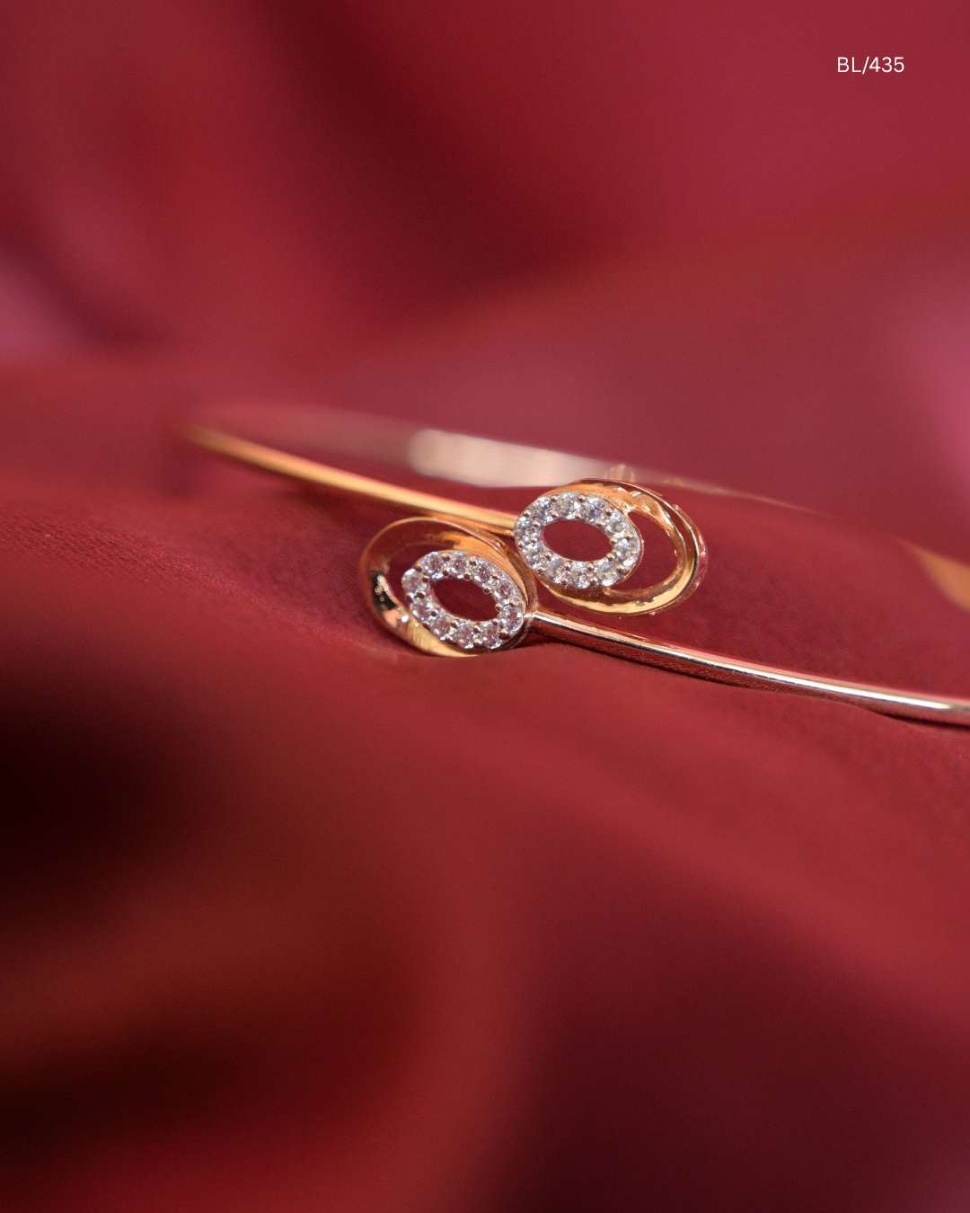 Dual Oval Swirl & Round CZ Bypass Cuff Bracelet | SKU: BL/435