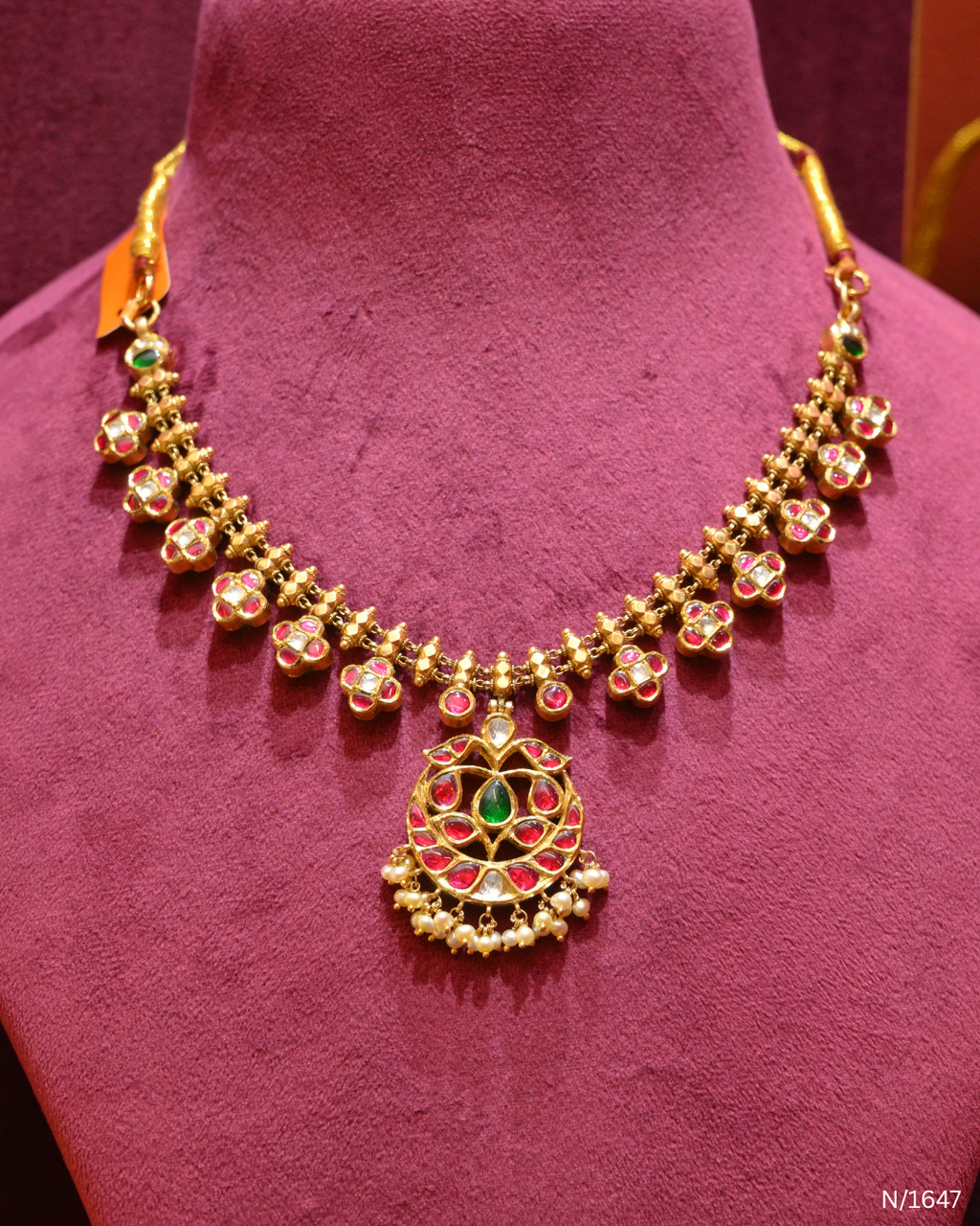 Polki, Ruby & Emerald Lightweight Necklace | SKU: N/1647