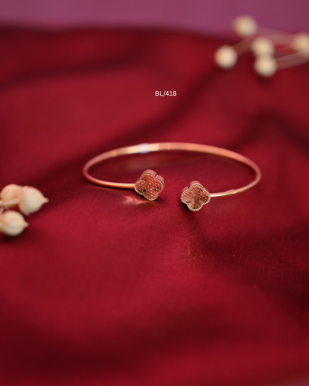 Four-Leaf Clover Open Cuff Bangle | SKU: BL/418