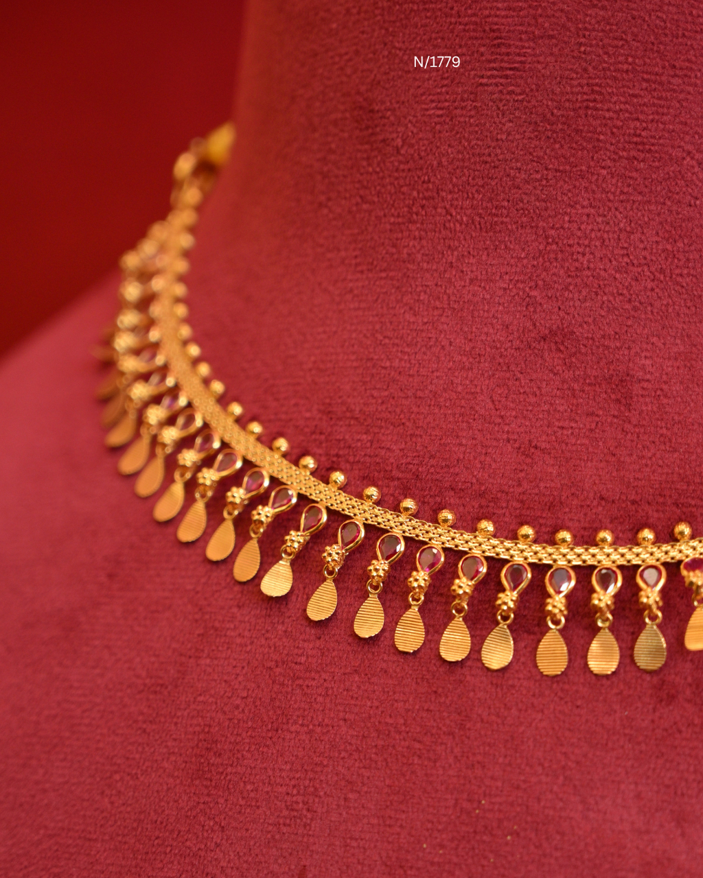 Traditional Mango (Manga) Fringe Choker Necklace with Rubies | SKU: N/1779