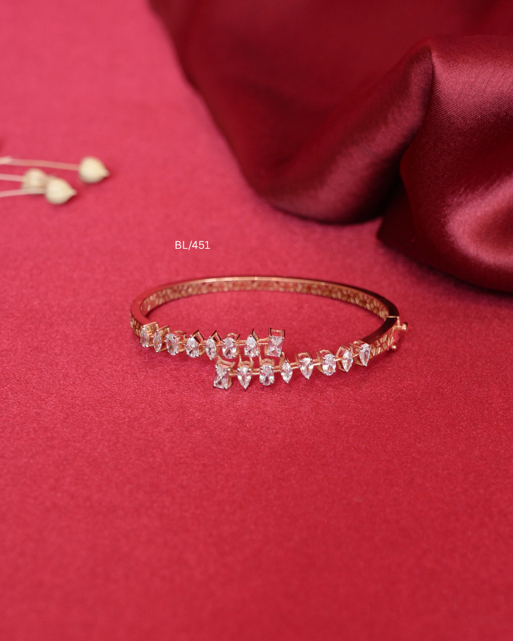 Asymmetric Graduating Fancy-Cut CZ Bypass Bangle | SKU: BL/451