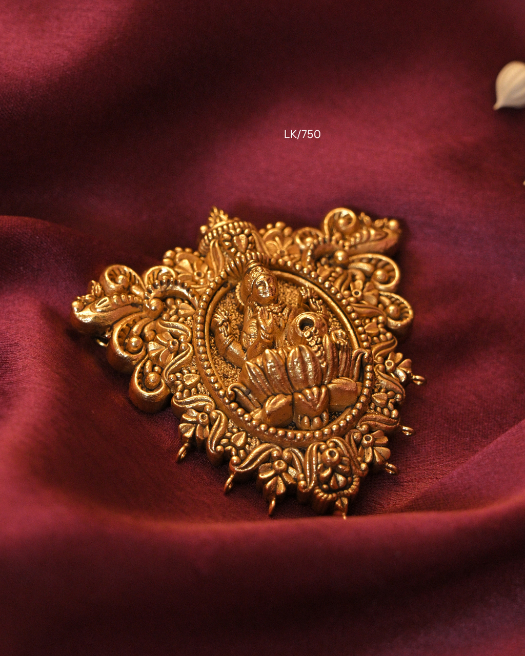 Antique Gold Goddess Lakshmi Nakshi Temple Pendant |SKU: LK/750