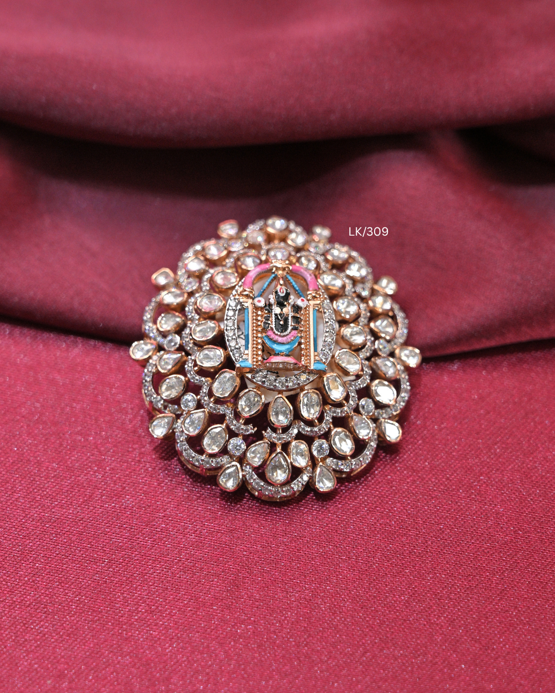Meenakari Shrinathji Deity & CZ Sunburst Mandala Pendant | SKU: LK/309