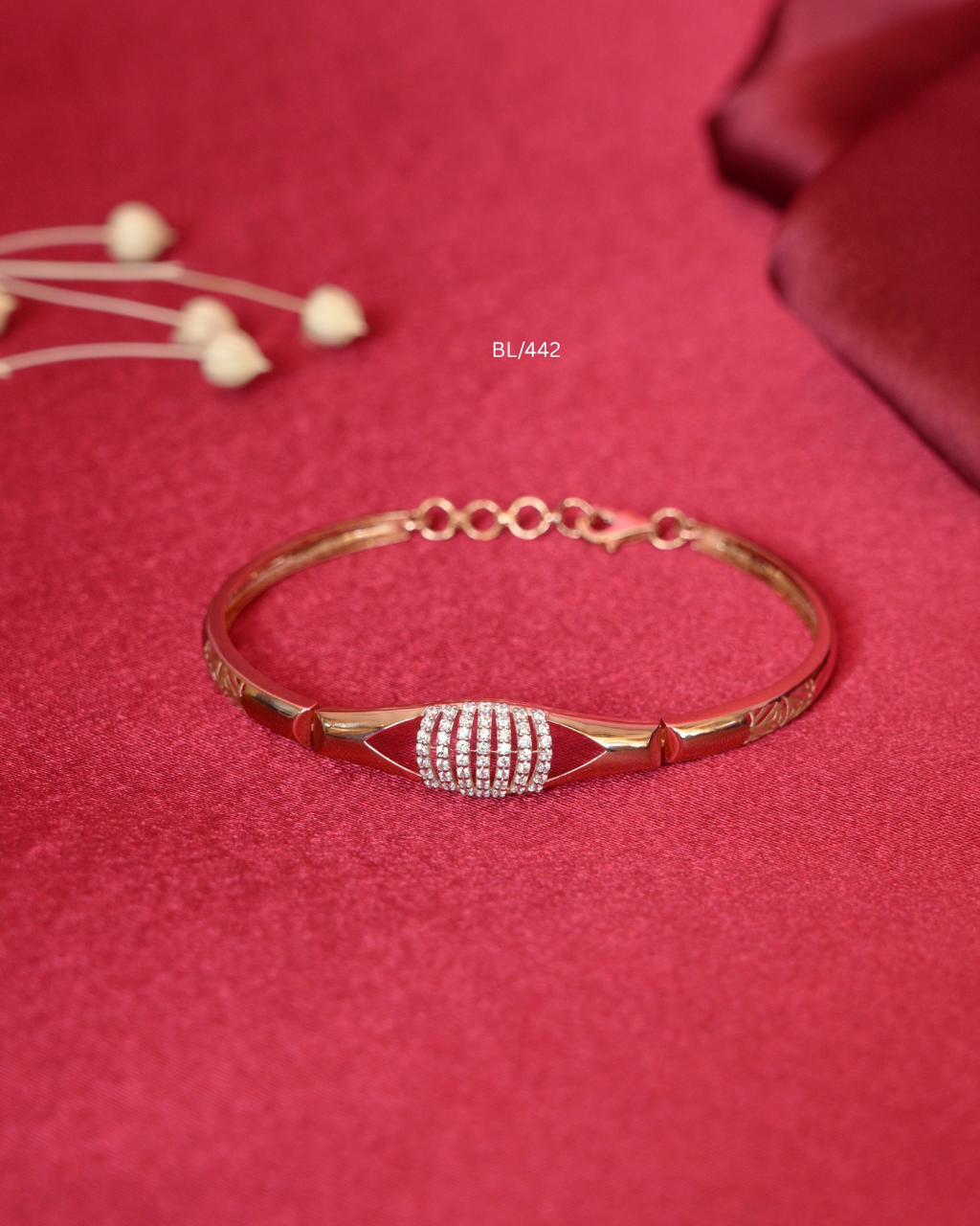 Architectural Tapered Station Bracelet with Pave CZ Barrel Center | SKU: BL/442