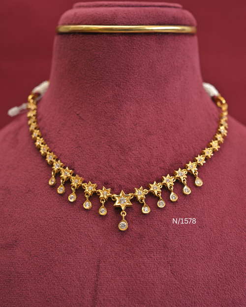 22kt Gold Celestial Star CZ Delicate Necklace | 11.11g Net | SKU: N/1578