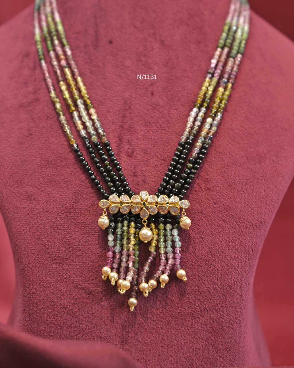 Multi-Color Tourmaline Bead Layered Necklace| N/1131