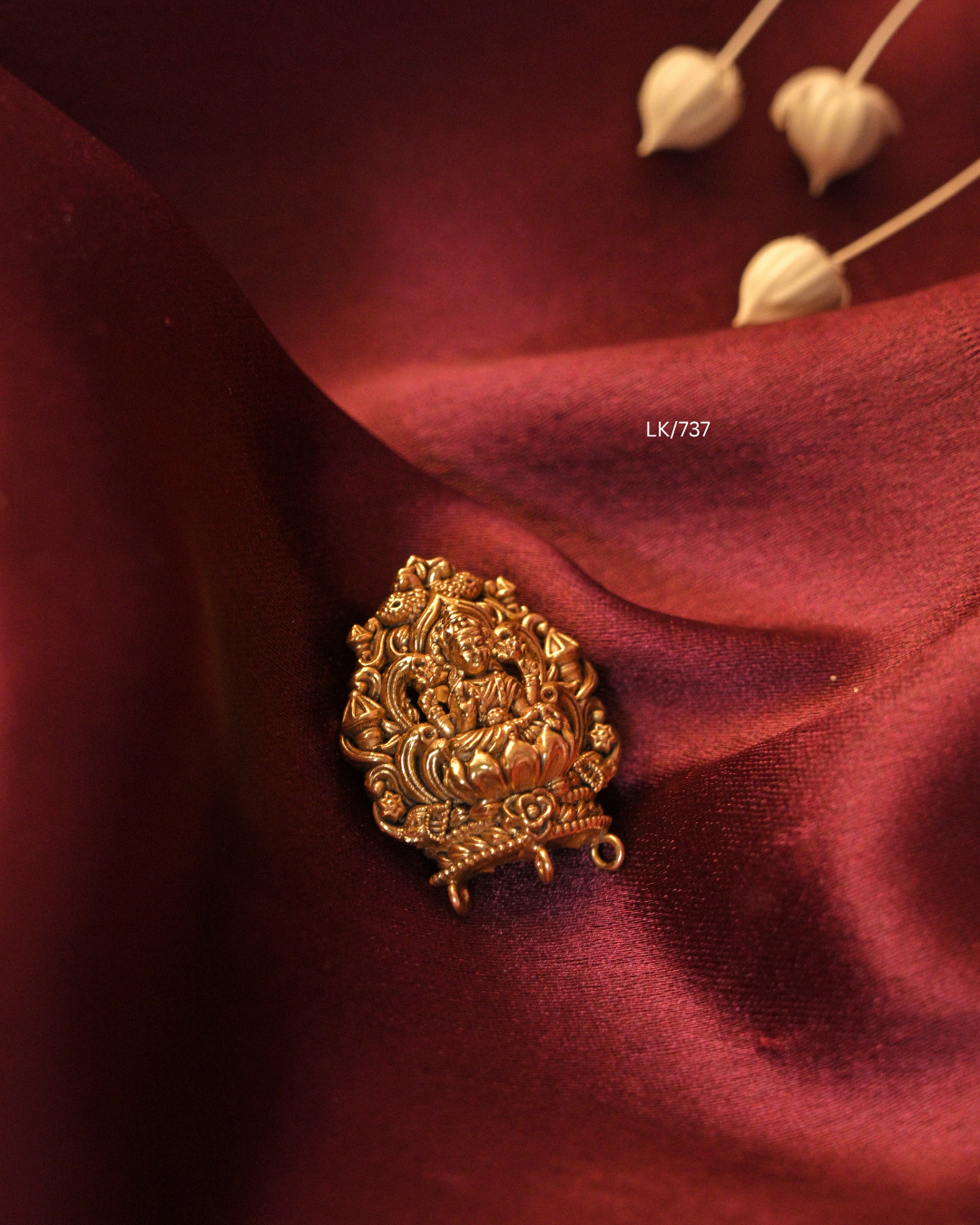 Antique Gold Ultra-Lightweight Goddess Lakshmi Temple Arch Nakshi Pendant | SKU: LK/737