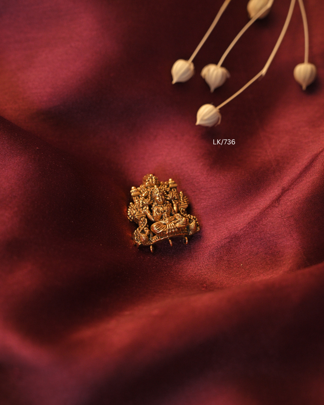 Gold Ultra-Lightweight Goddess Lakshmi Temple Gopuram Nakshi Pendant |SKU: LK/736
