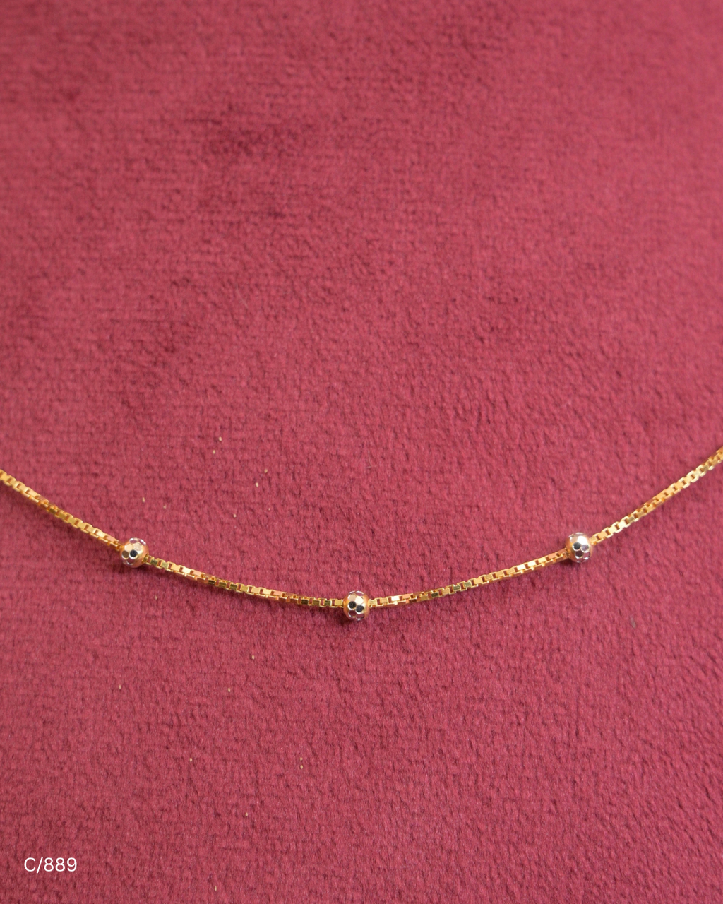 Delicate Station Chain Necklace with Micro Beads | SKU: C/889