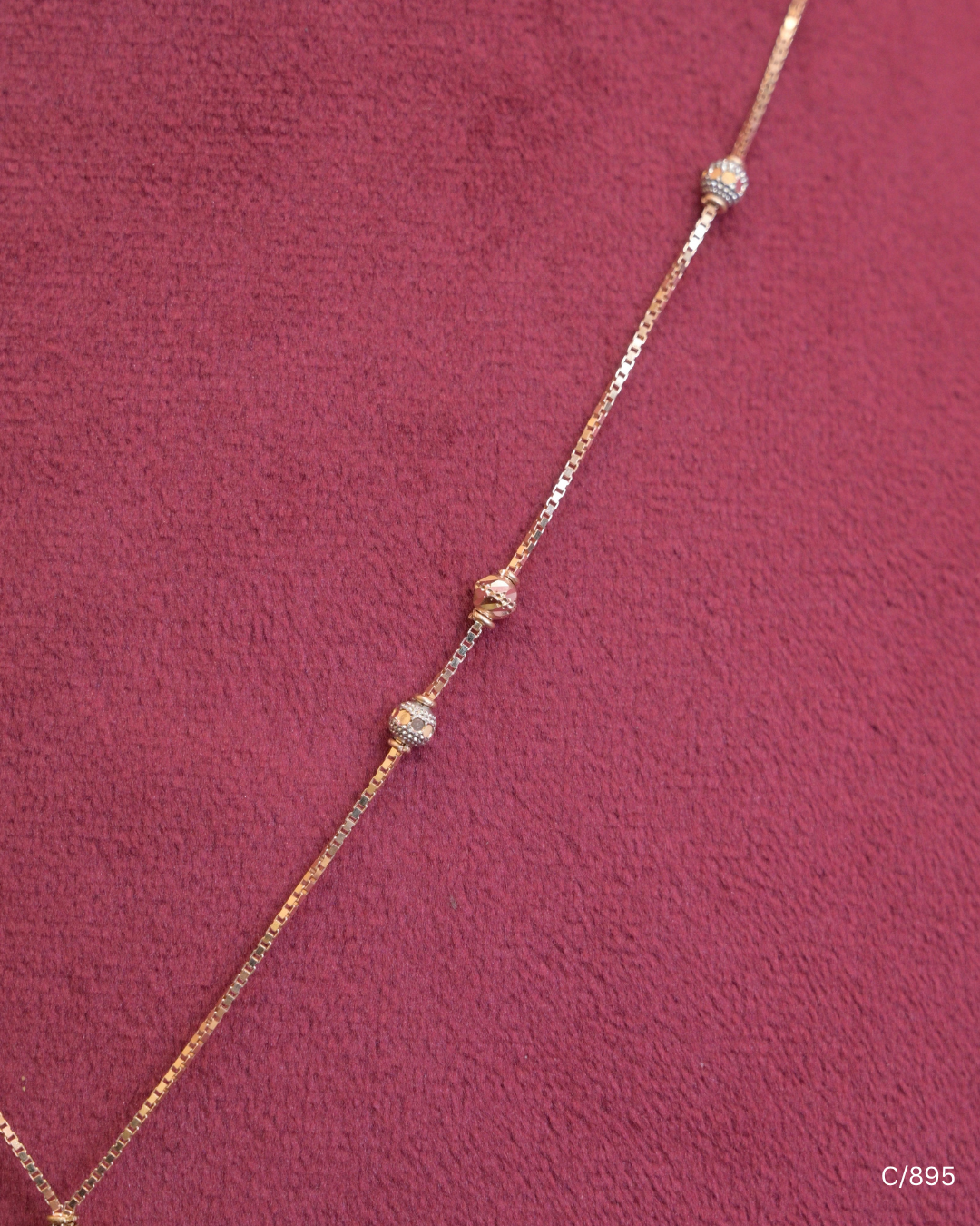 Two Tone Gold Station Chain Necklace with Hanging Pendant Cluster | SKU: C/895