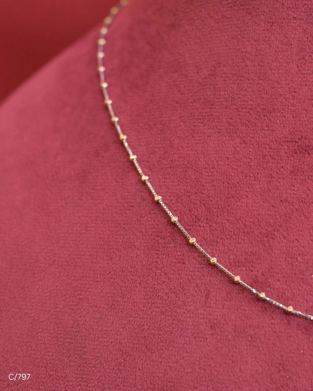 Delicate Station Chain Necklace with Micro Beads | SKU: C/797