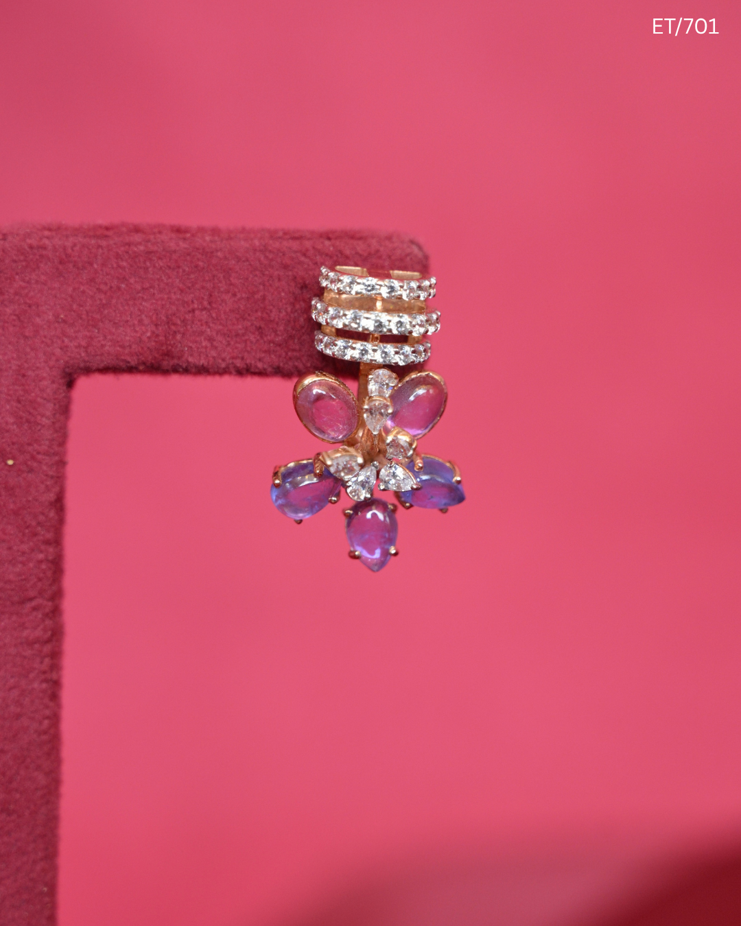 Polki And Multigem Floral Cluster Earrings | SKU: ET/701