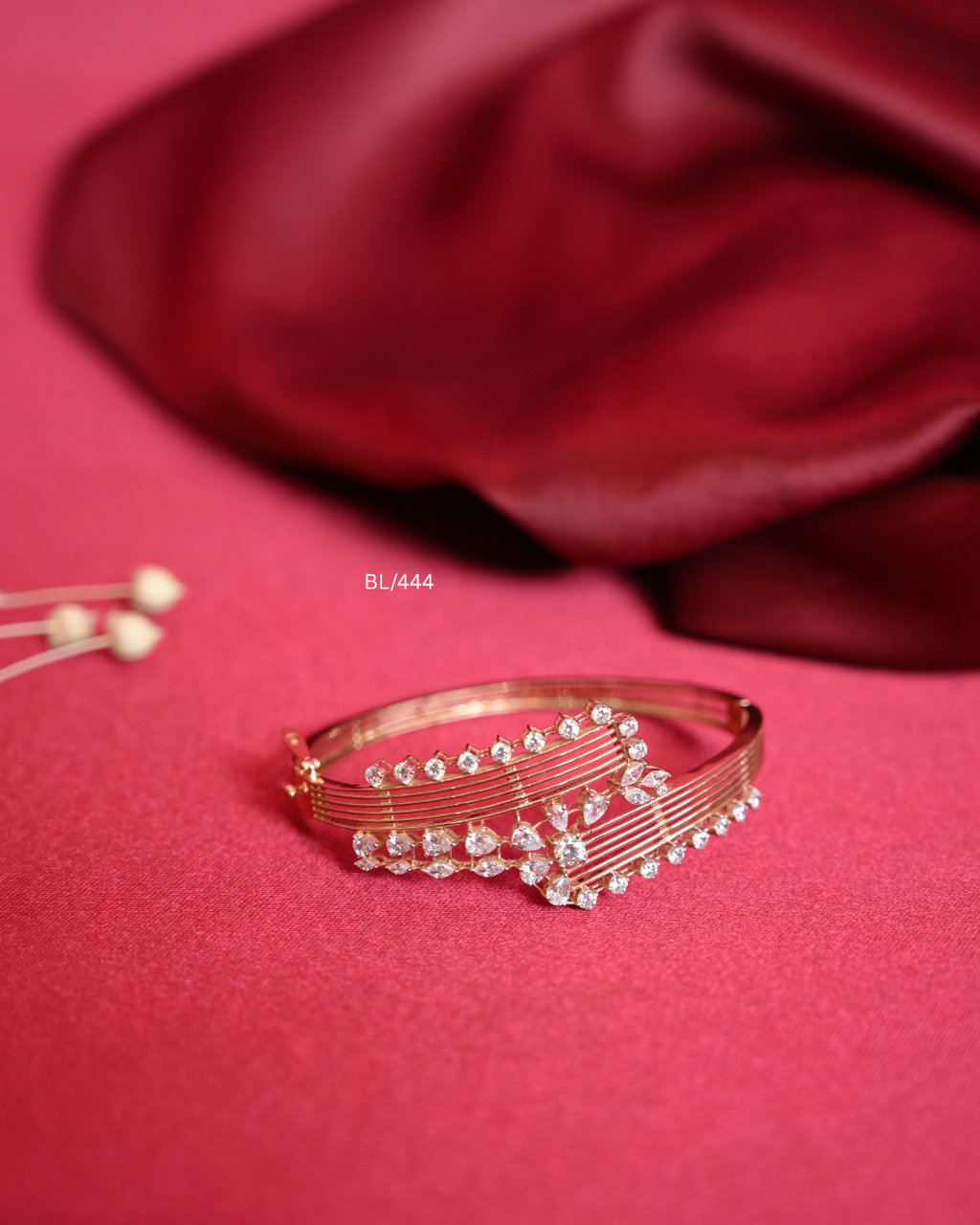 Multi-Strand Wave Statement Bangle with Pear & Marquise CZ Cluster | SKU: BL/444