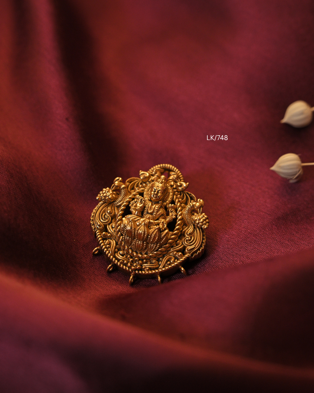 Gold Petite Goddess Lakshmi Nakshi Temple Pendant |SKU: LK/748