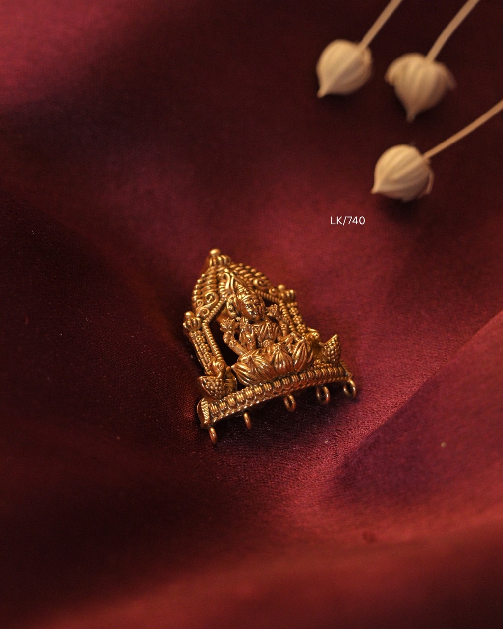 Gold Ultra-Lightweight Goddess Lakshmi Temple Arch Nakshi Pendant | SKU: LK/740