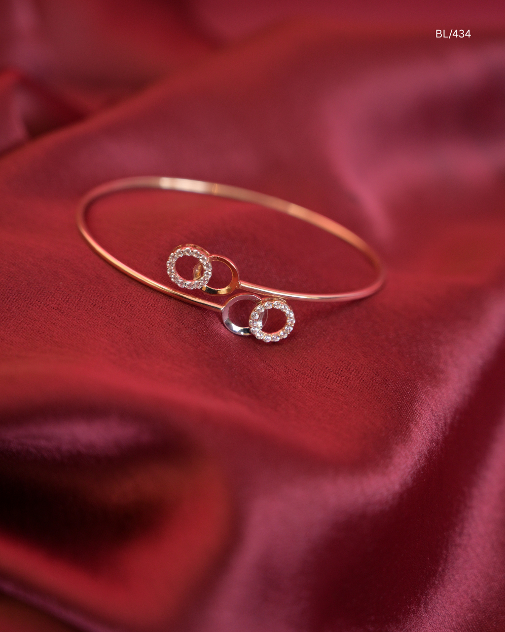 Dual Interlocking Circle & Round CZ Bypass Cuff Bracelet | SKU: BL/434