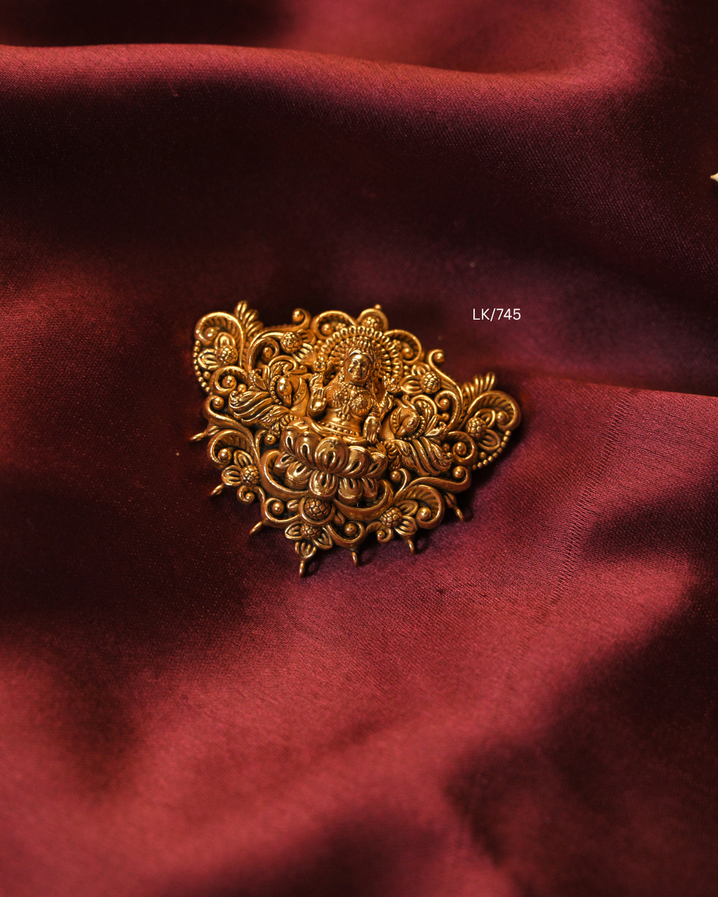 Antique Gold Goddess Lakshmi Peacock Arch Nakshi Temple Pendant| SKU: LK/745